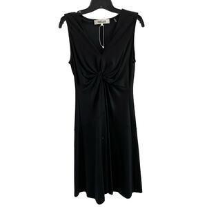 DVF Diane Von Furstenberg Black V Neck Wool Blend Knee Length Dress Sz Small